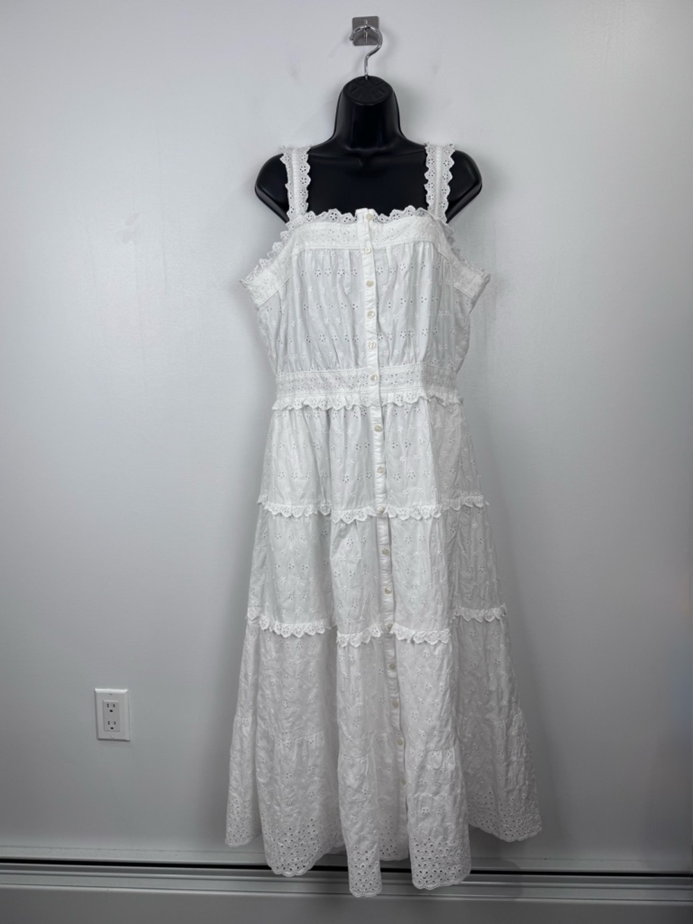 Gap × DÔEN Women White Eyelet Midi Dress Size Large